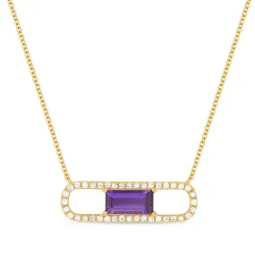 0.43Ct Amethyst 18"necklacein 14K Rose Gold