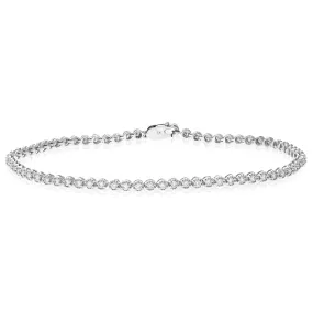 1 cttw 67 Stones Round Diamond Bracelet 14K White Gold Prong Set 7 Inch