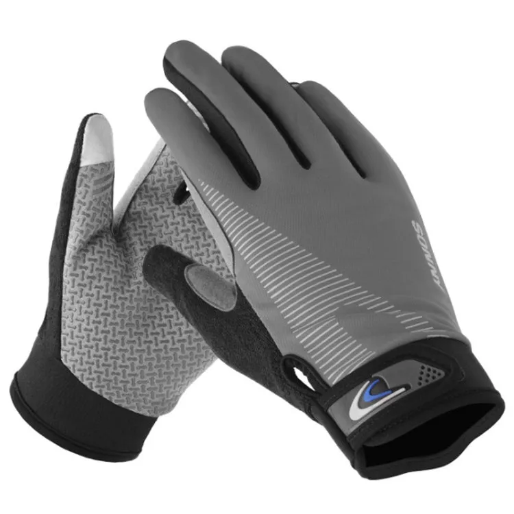 1 Pair QX0002 Sports Sunscreen Touch Screen Non-slip Wear Resistant Shock Absorbing Cycling Gloves, Size: L(Gray)