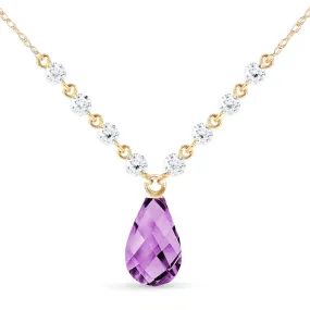 11.3 Carat 14K Solid Yellow Gold Elegante Amethyst Diamond Necklace