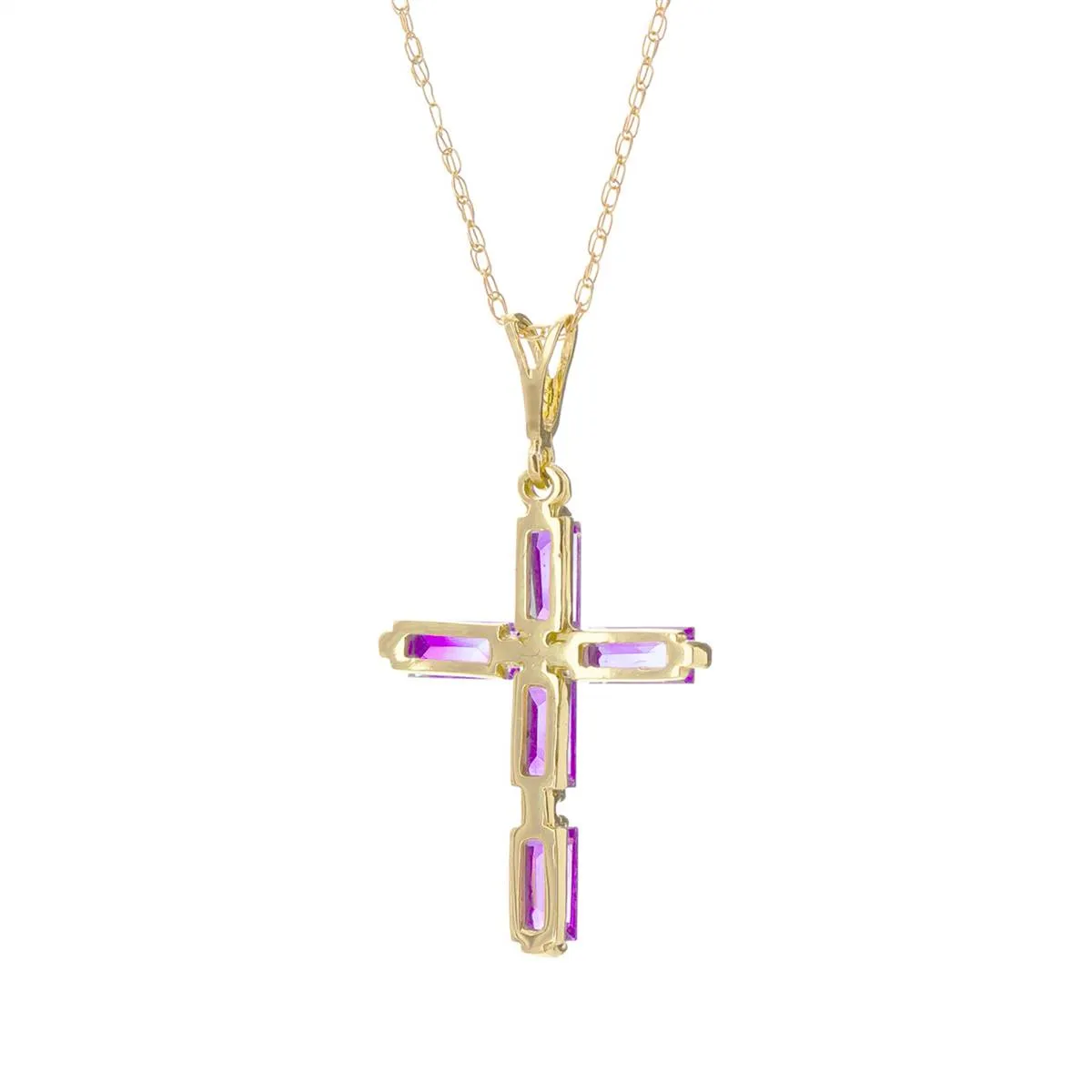 1.15 Carat 14K Solid Yellow Gold Believe Amethyst Necklace