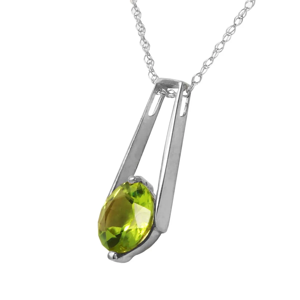 1.45 Carat 14K Solid White Gold In The Hacienda Peridot Necklace