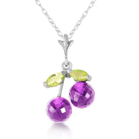 1.45 Carat 14K Solid White Gold Show Enthusiasm Amethyst Peridot Necklace