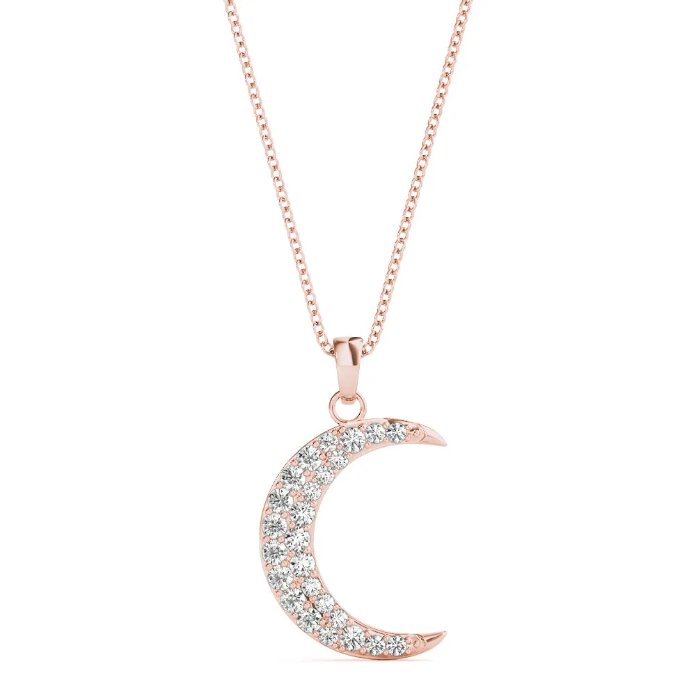 14K Diamond Necklace / Pendant Moon Drop