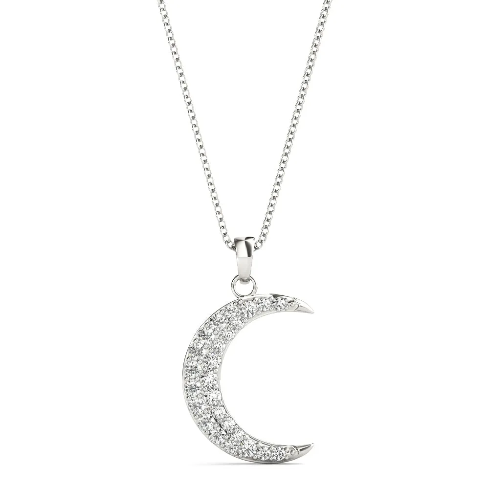 14K Diamond Necklace / Pendant Moon Drop