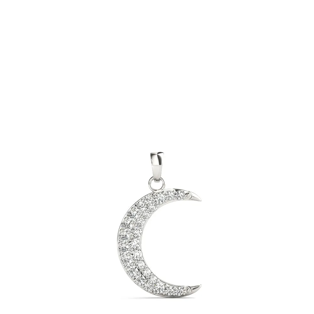 14K Diamond Necklace / Pendant Moon Drop