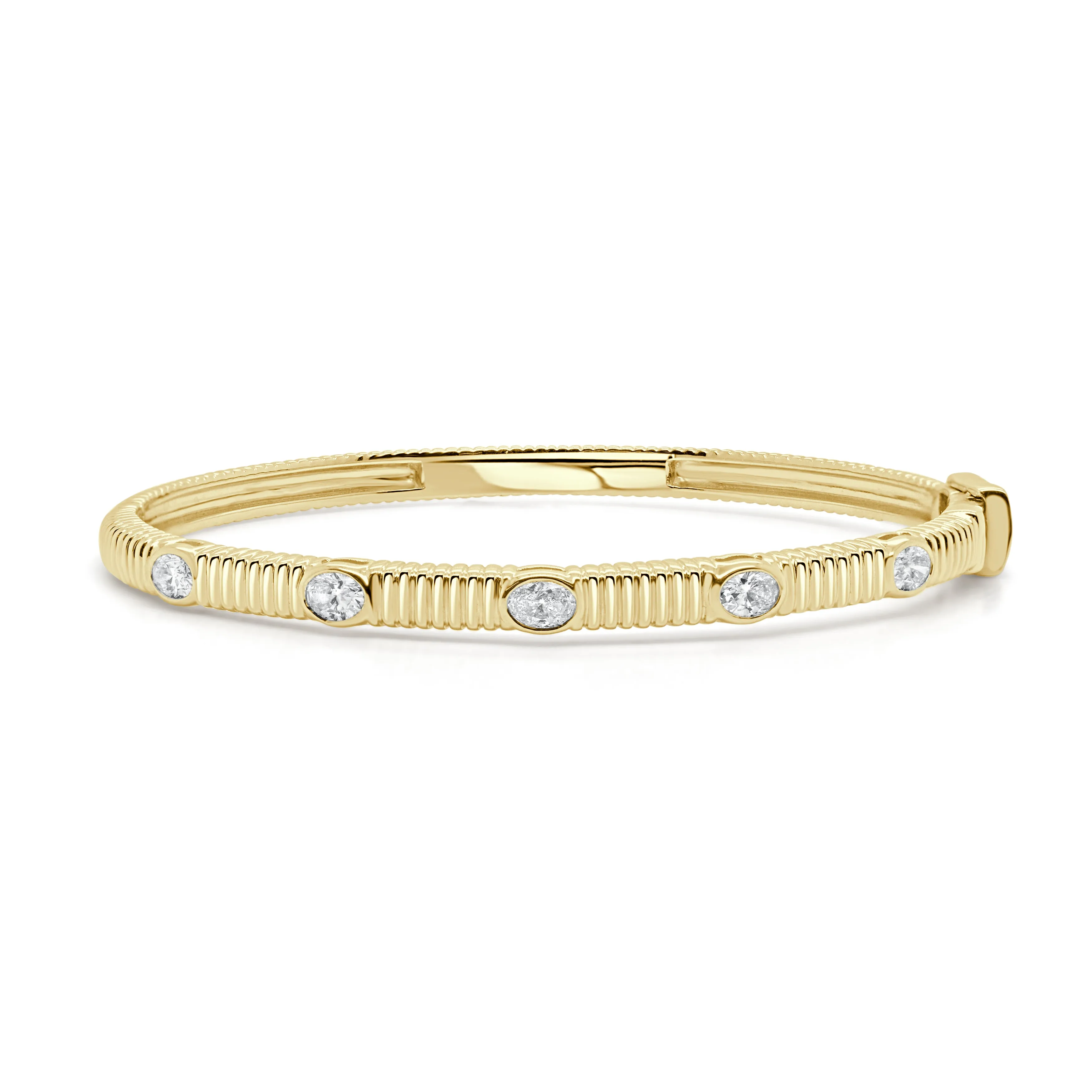 14K Gold & Oval Cut Diamond Bangle - 0.78ct