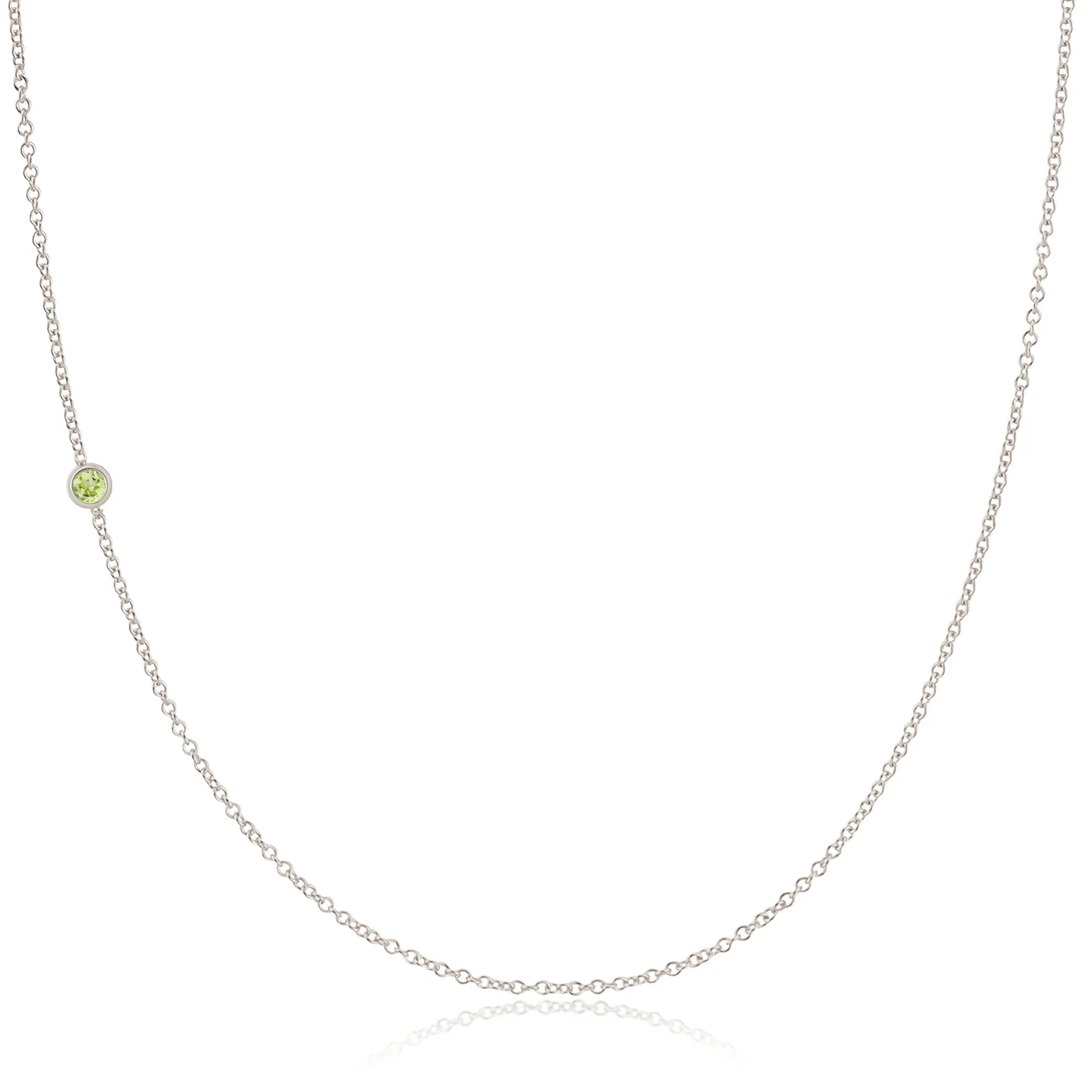 14K Gold Asymmetrical Birthstone Necklace - Peridot (August)