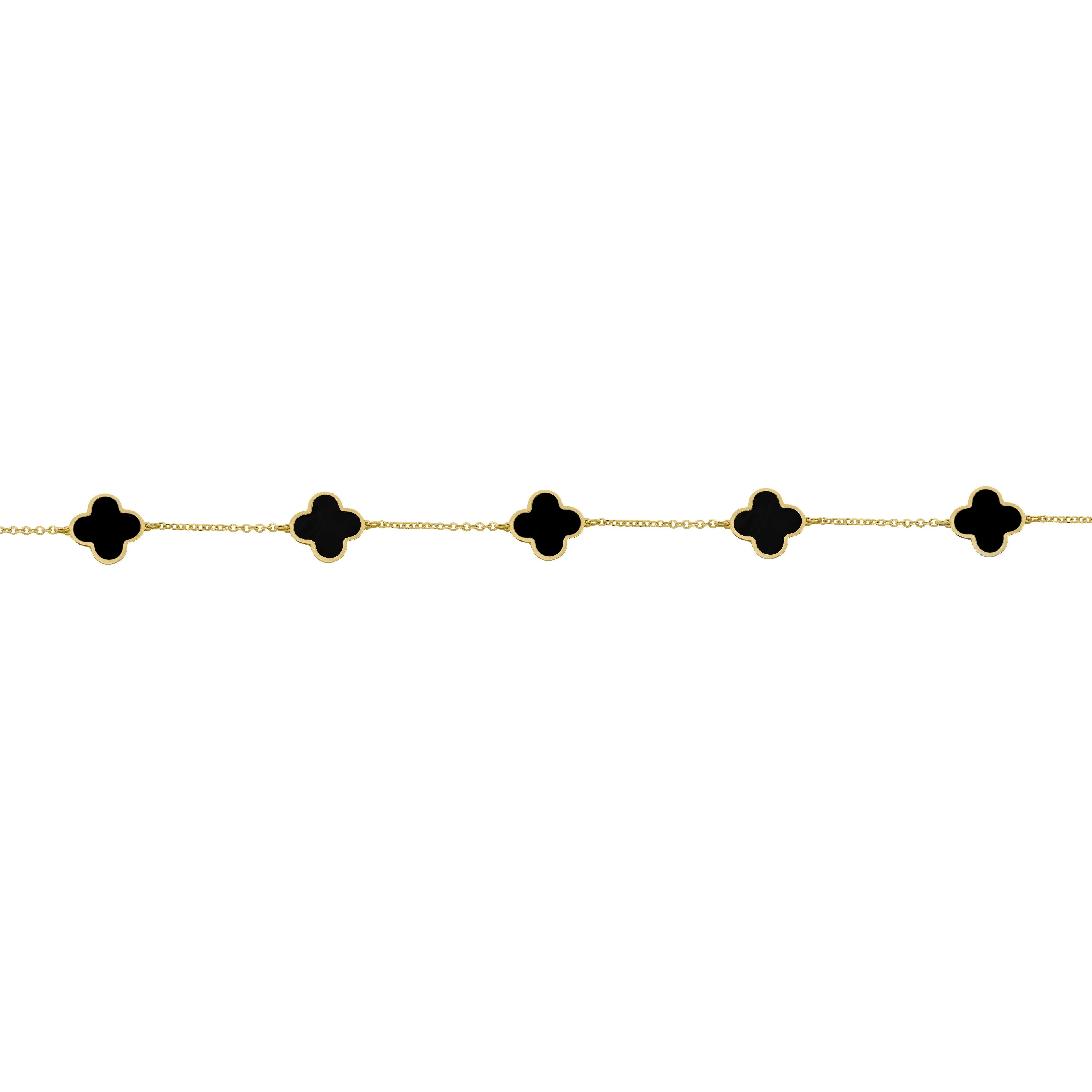 14K GOLD BLACK LARGE MEGAN CLOVER BRACELET