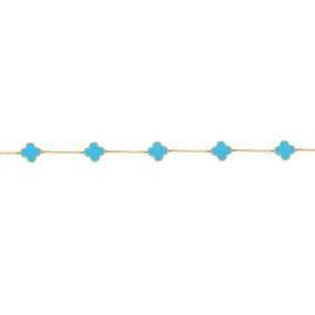 14K GOLD TURQUOISE LARGE MEGAN CLOVER BRACELET