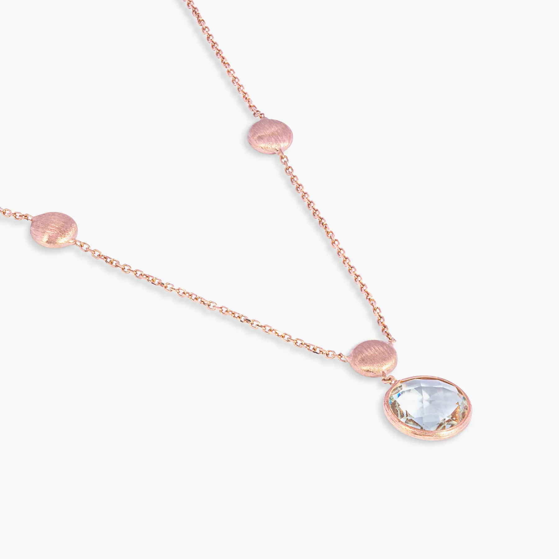 14K satin rose gold Kensington necklace with prasiolite