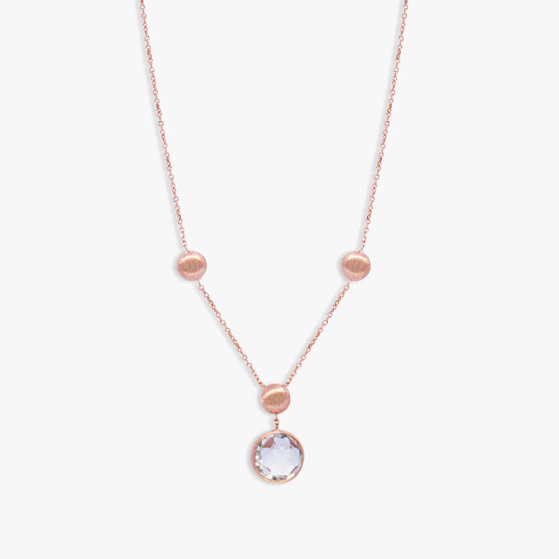 14K satin rose gold Kensington necklace with prasiolite