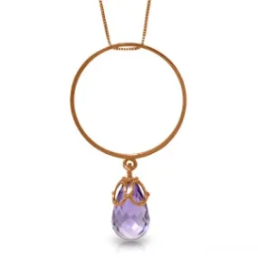 14K Solid Rose Gold Briolette Purple Amethyst Necklace Gemstone Class