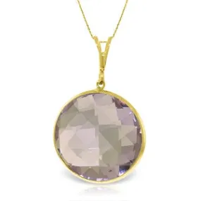 14K Solid Yellow Gold Checkerboard Cut Amethyst Necklace