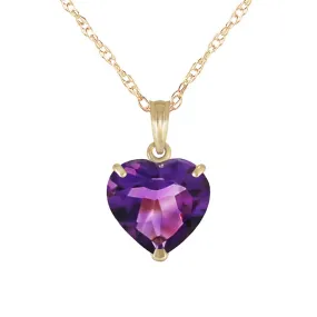 14K Solid Yellow Gold Necklace w/ Natural 10mm Heart Amethyst