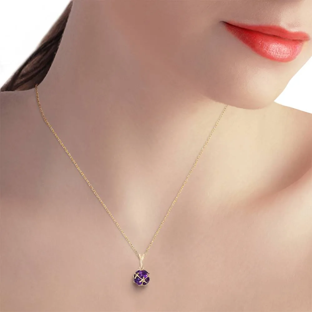 14K Solid Yellow Gold Necklace w/ Natural Amethysts