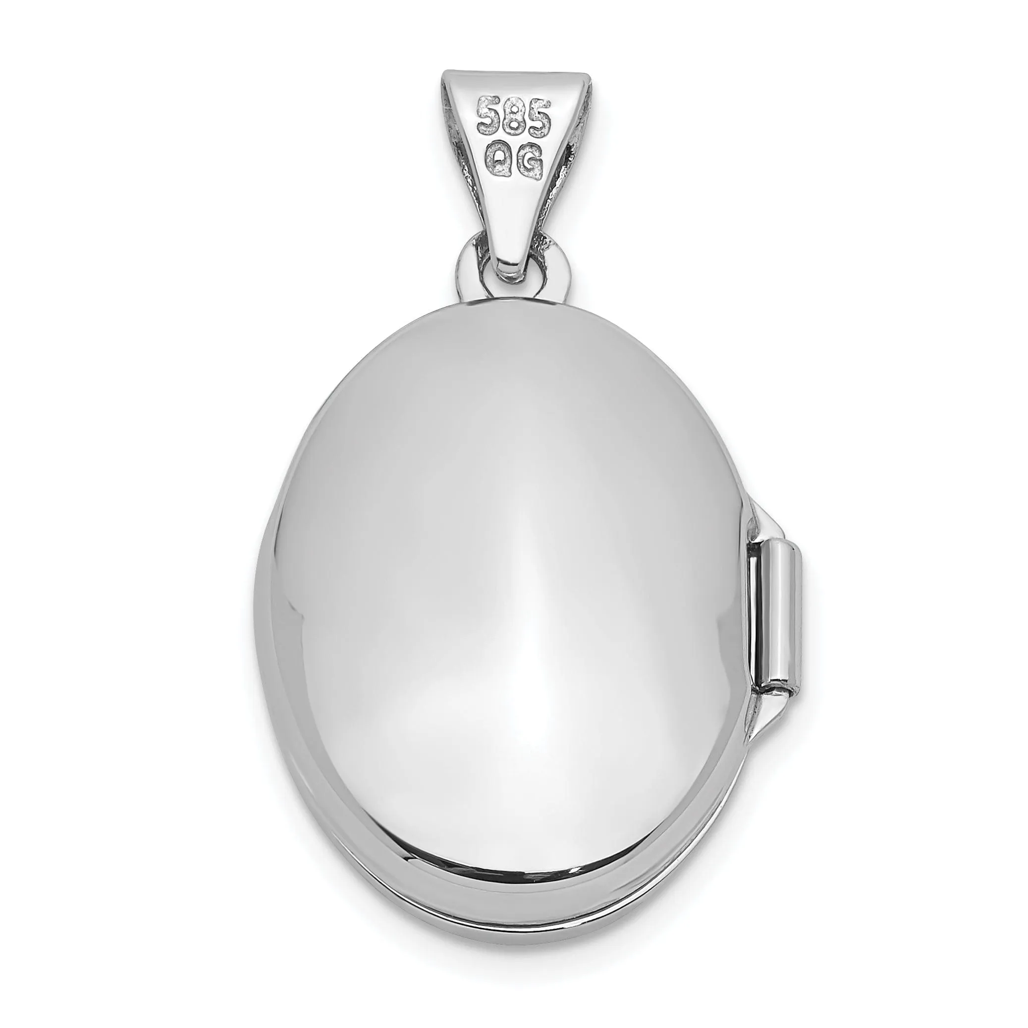 14k White Gold 17MM Oval Leaf Floral Locket