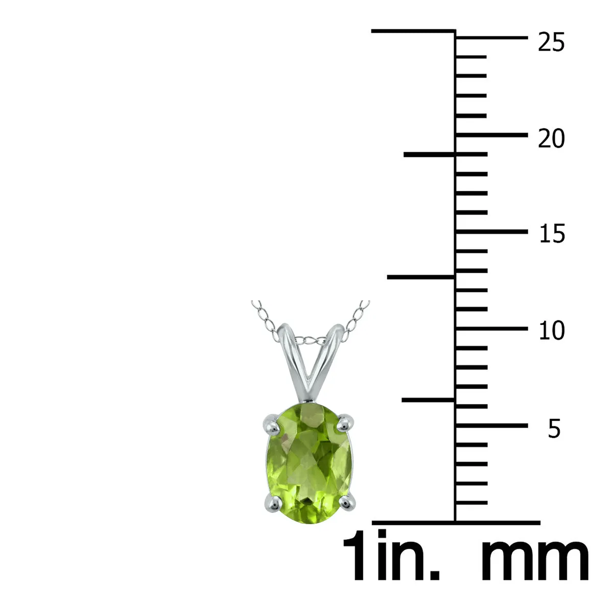 14K White Gold 6X4Mm Oval Peridot Pendant