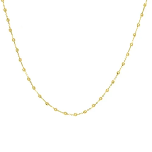 14K White Gold Diamond Cut Bead Station Choker