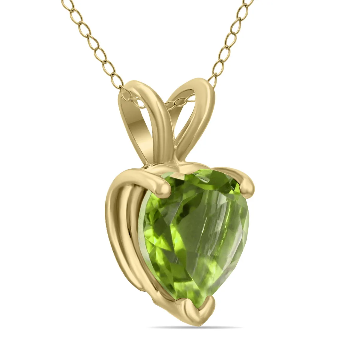 14K Yellow Gold 5Mm Heart Peridot Pendant