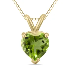 14K Yellow Gold 5Mm Heart Peridot Pendant