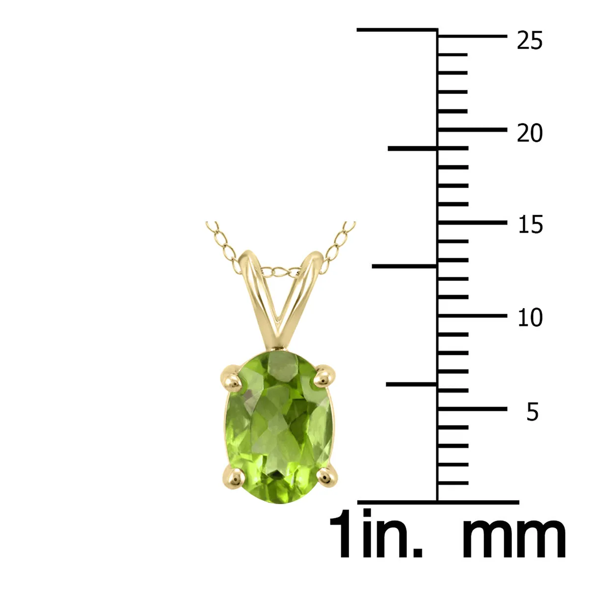 14K Yellow Gold 8X6Mm Oval Peridot Pendant