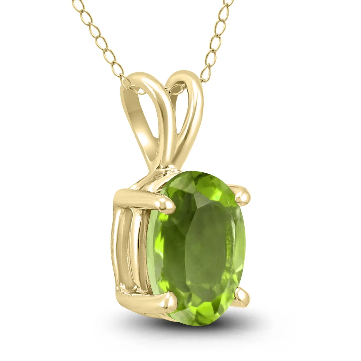 14K Yellow Gold 8X6Mm Oval Peridot Pendant