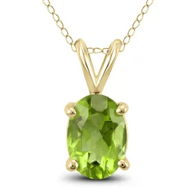 14K Yellow Gold 8X6Mm Oval Peridot Pendant