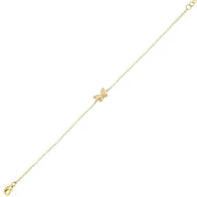 14K Yellow Gold Diamond Butterfly Bracelet