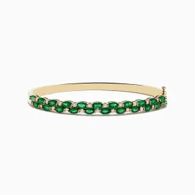 14K Yellow Gold Emerald and Diamond Bangle