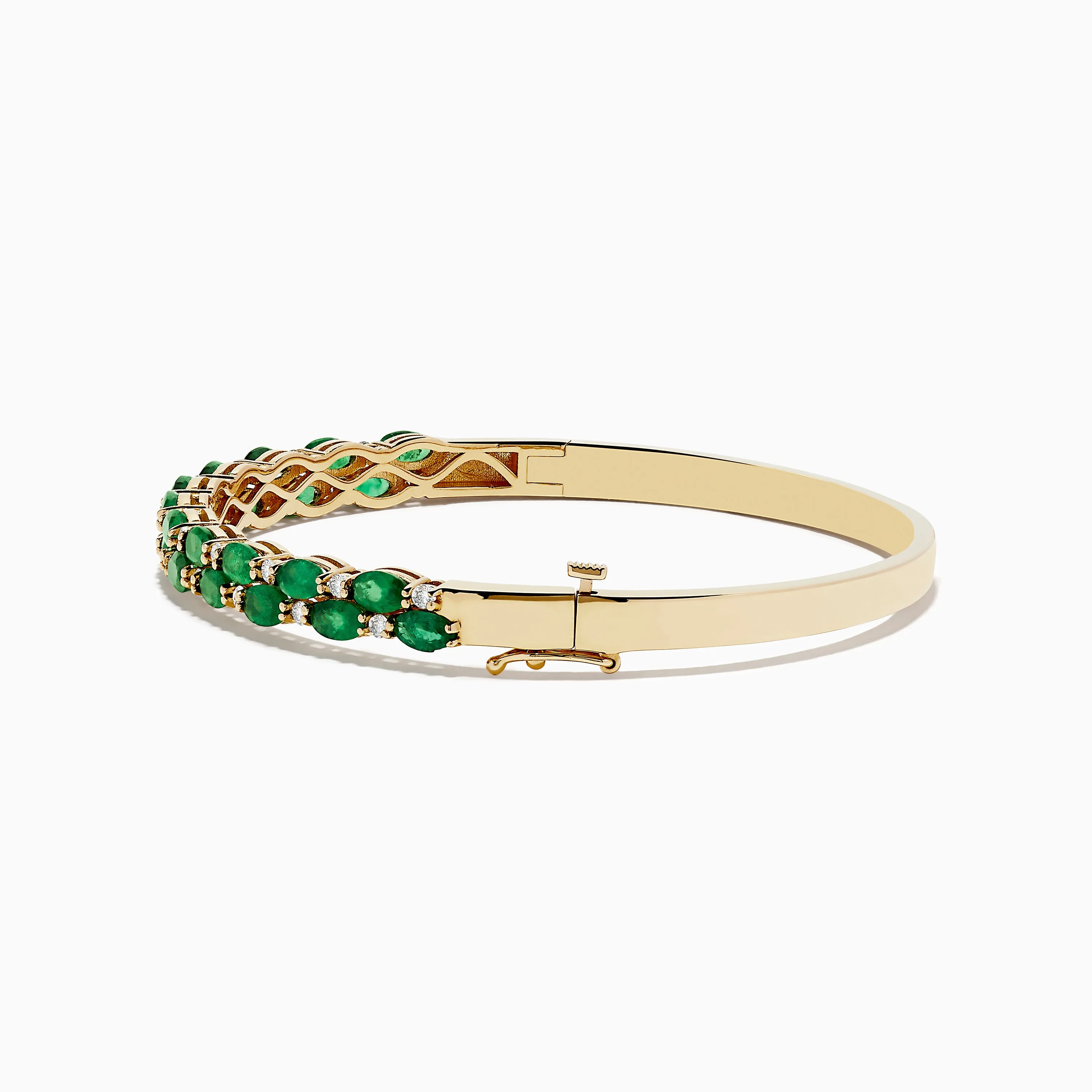 14K Yellow Gold Emerald and Diamond Bangle