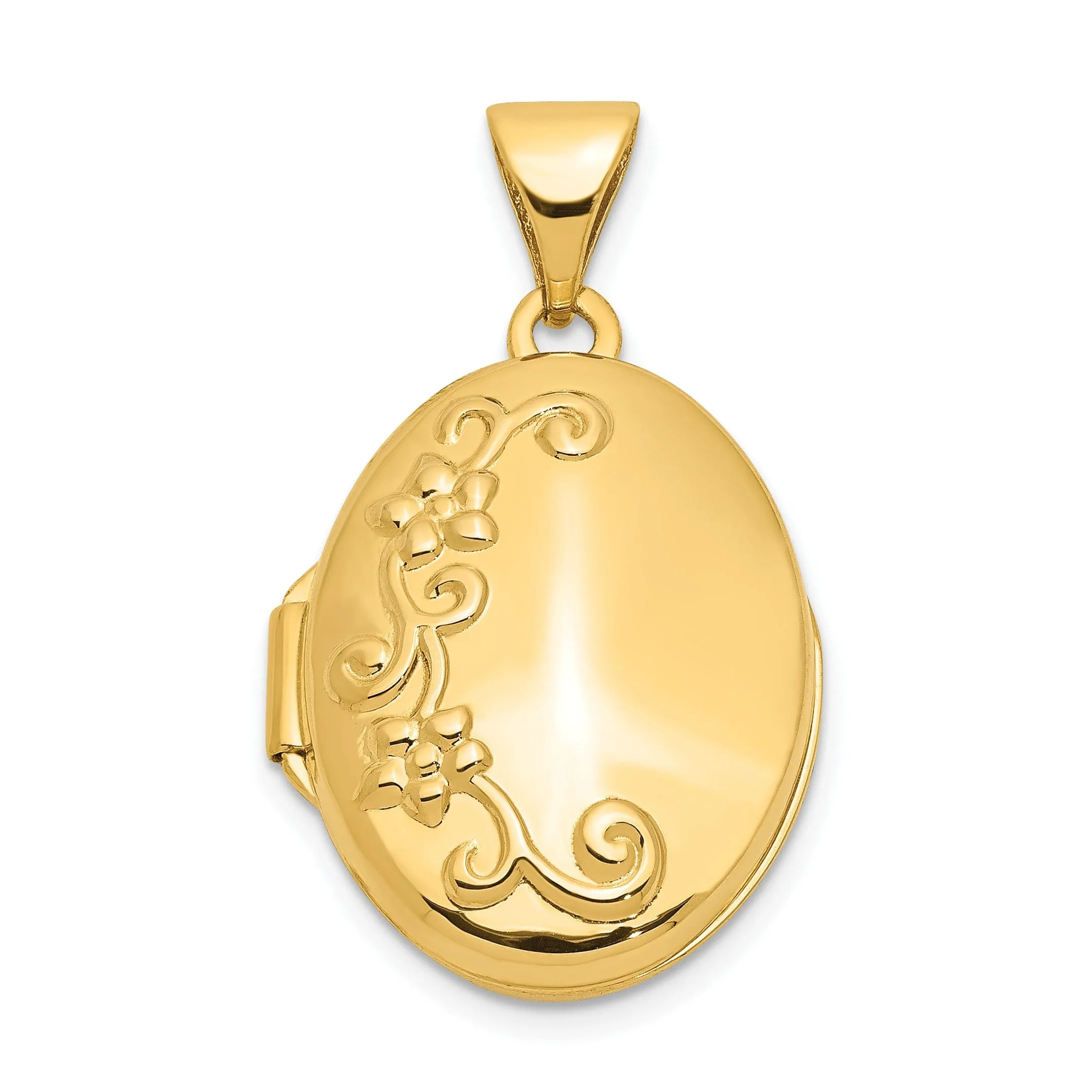 14k Yellow Gold Floral Locket