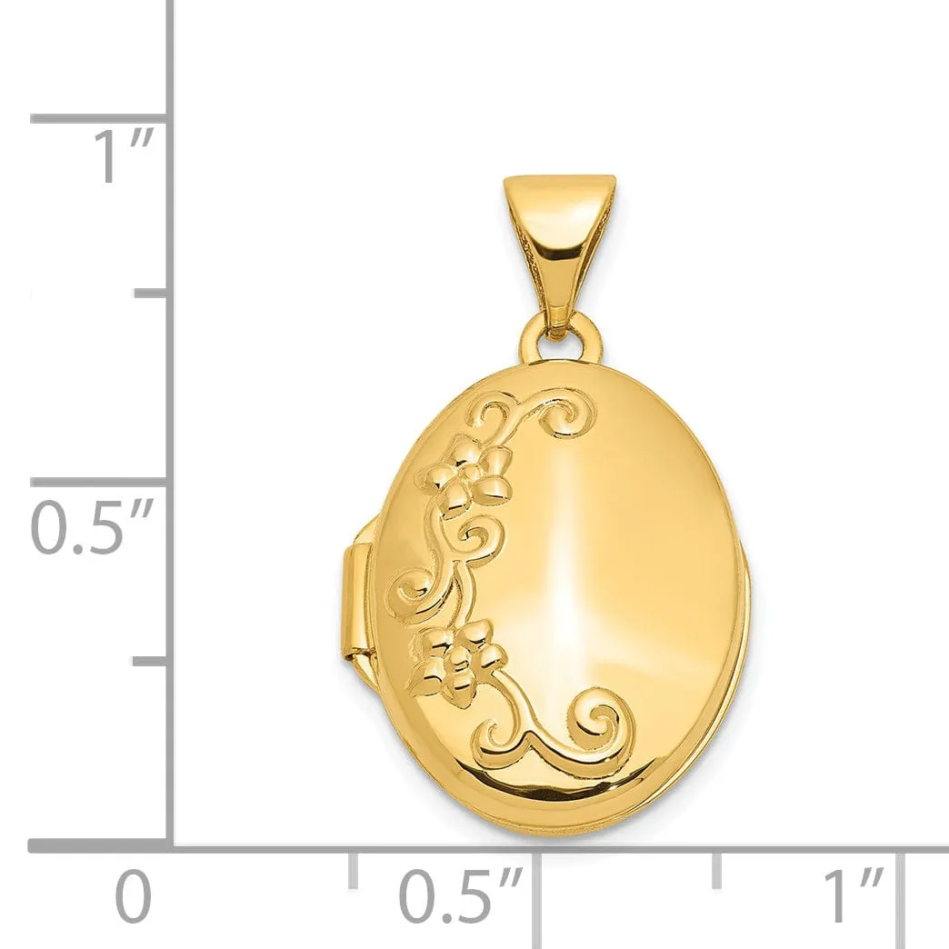 14k Yellow Gold Floral Locket