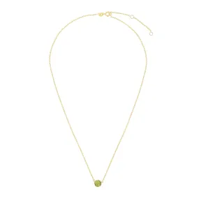 14kt Gold 17 inches Yellow Finish Extendable Colored Stone Necklace with Spring Ring Clasp with 0.9000ct 6mm Round Green Peridot