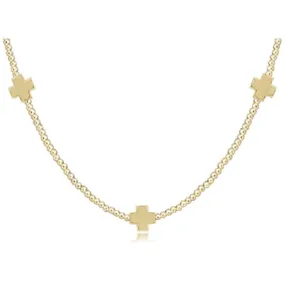 15" Choker Signature Cross Gold Pattern 2mm Bead