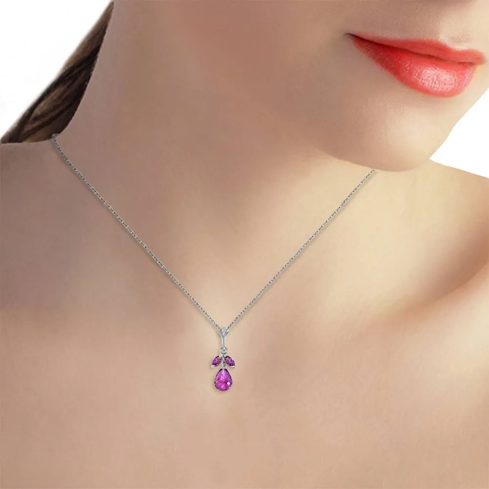 1.7 Carat 14K Solid White Gold Close Enough Amethyst Necklace