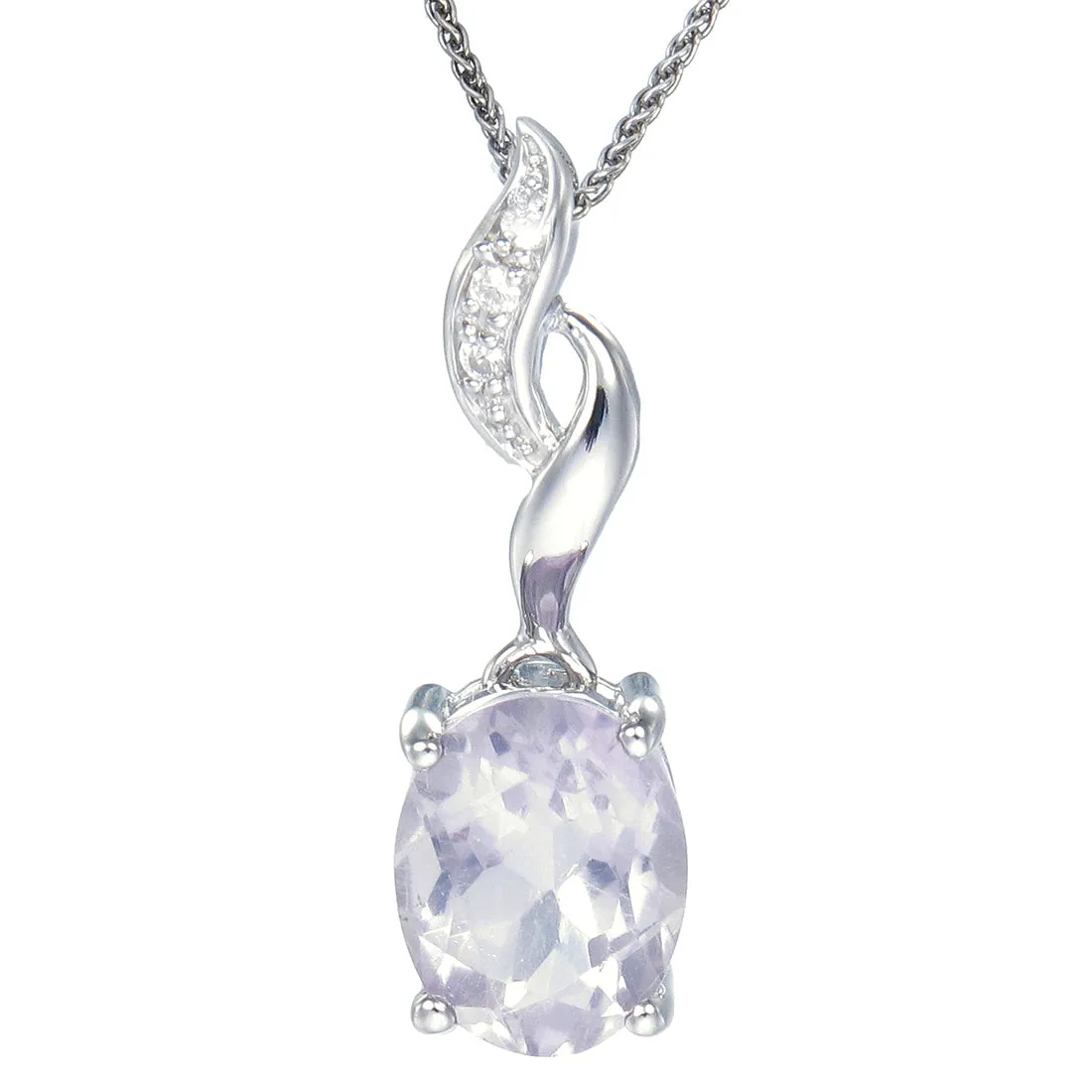 1.70 cttw Purple Amethyst Pendant Necklace .925 Sterling Silver 10x8 MM Oval