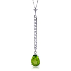 1.8 Carat 14K Solid White Gold Dreams To Dream Peridot Topaz Diamond Necklace