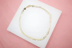 18K Gold Filled 3mm Flat Curb Cuban Bracelet Chain (I263)