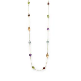 18k Gold Multi Shape Semi Precious Gemstone Necklace