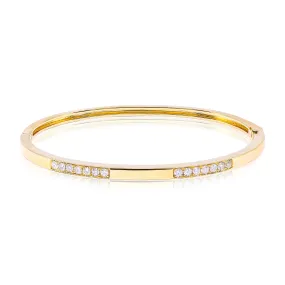 18K YELLOW GOLD DIAMOND CLUSTER BANGLE BRACELET 0.48CTW