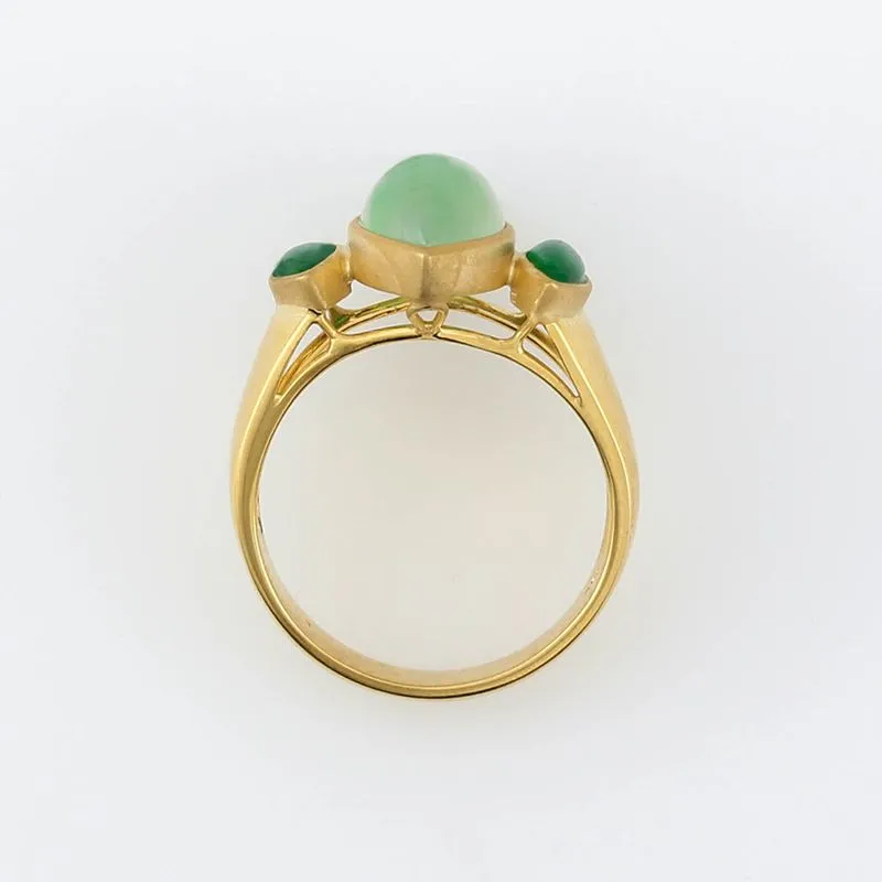 18k Yellow Gold Ice Jadeite Jade Marquise Ring