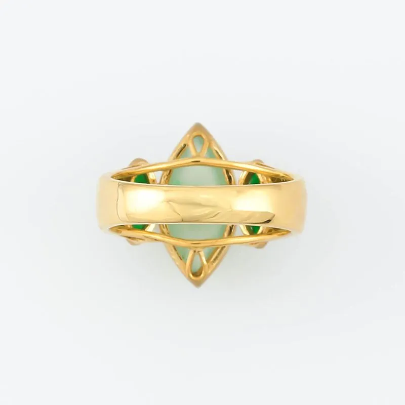 18k Yellow Gold Ice Jadeite Jade Marquise Ring