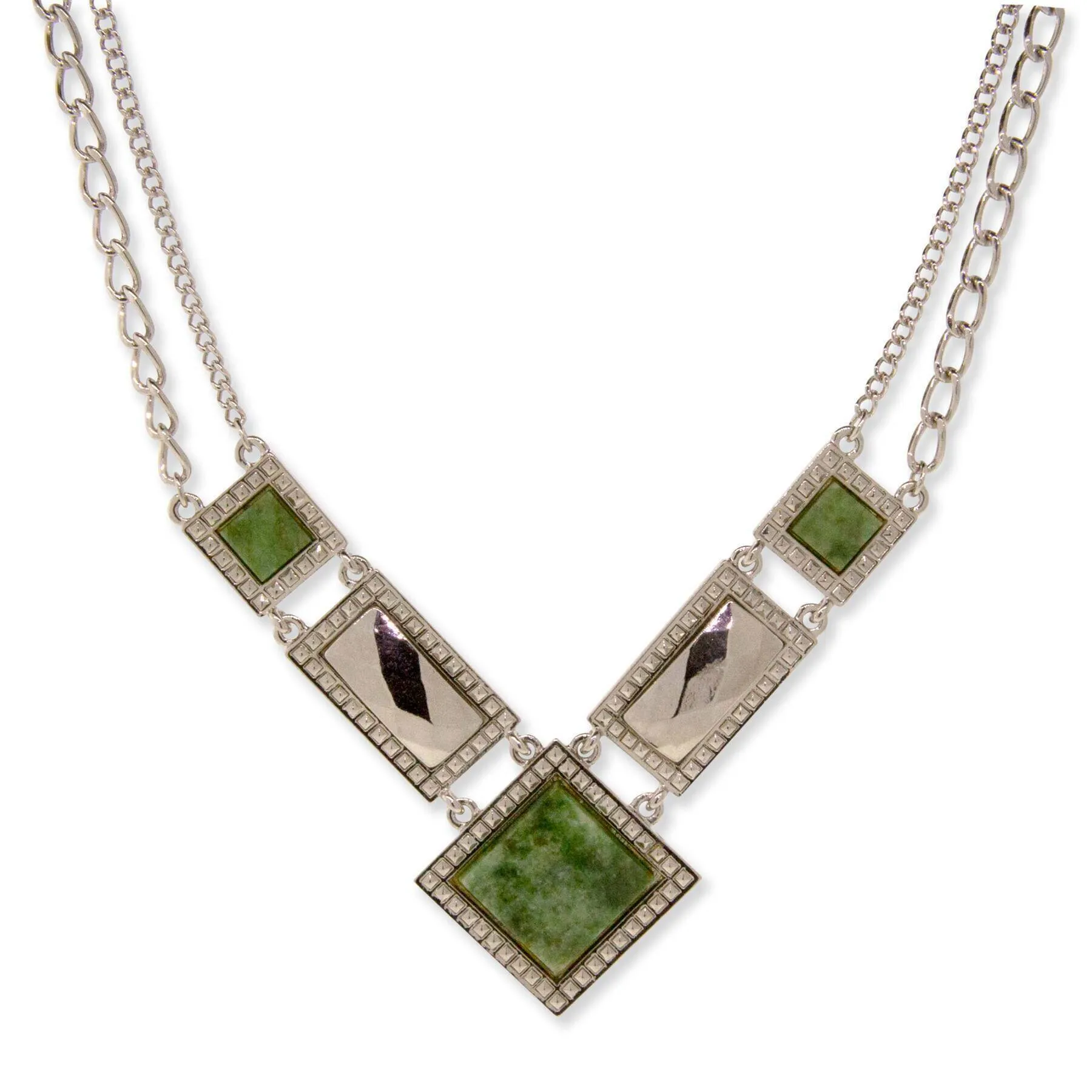 1928 Jewelry Gemstone Square Chain Necklace 12"   3" Extender