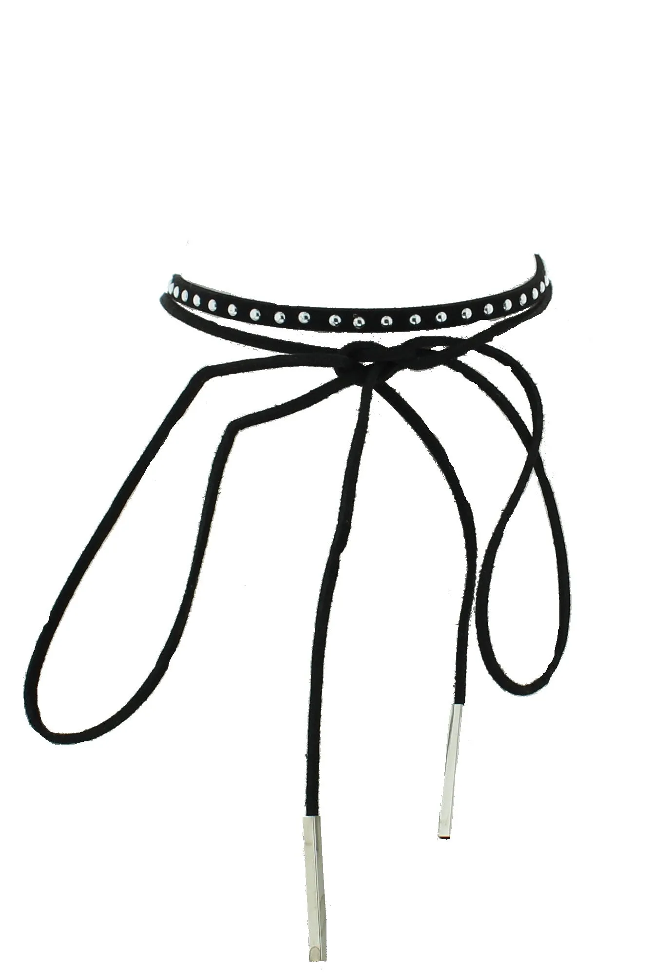 2 Layer Suede Choker with Ball Studs & Hanging Tassels