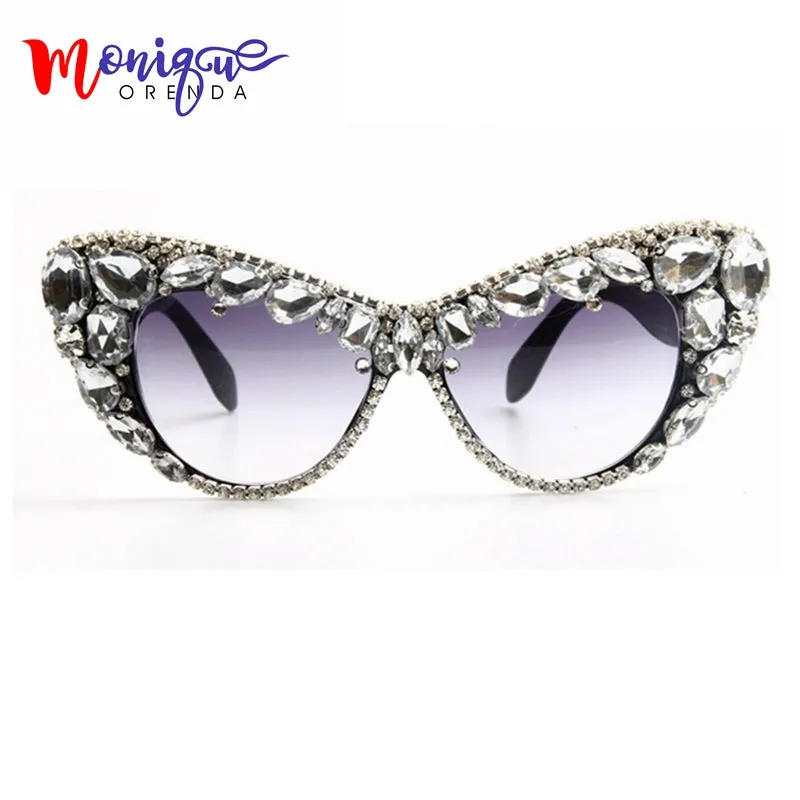 2018 Oversize Cat Eye Sunglasses Women Brand Designer Luxury Crystal Sexy Sun Glasses For Ladies Oculos De Sol Feminino