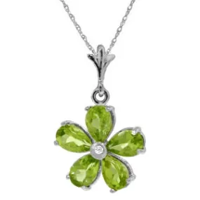 2.22 Carat 14K Solid White Gold Necklace Natural Peridot Diamond