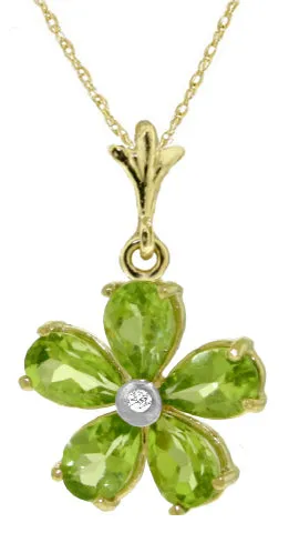 2.22 Carat 14K Solid White Gold Necklace Natural Peridot Diamond