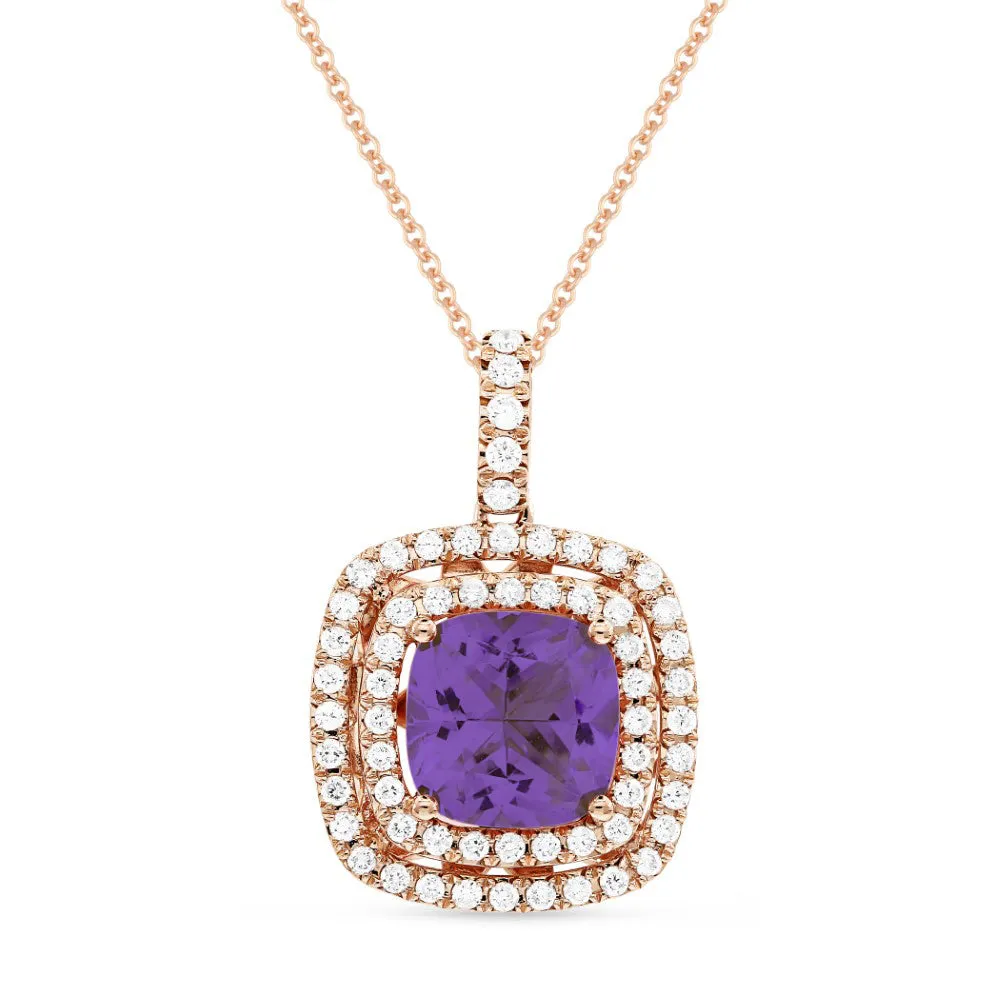 2.29ct Amethyst 16"Pendant Necklace in 14K Rose Gold