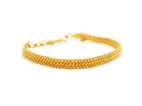 22ct Yellow Gold Flat Bracelet with Filigree Work Design & Charm – Stylish & Elegant Jewellery